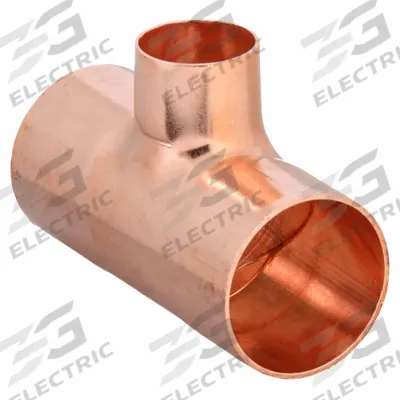 NIBCO Sweat Fitting Tee: 2 in CTS x 2 in CTS x 1 1/4 in CTS, Cup x Cup x Cup - Wrot Copper Tube Fittings