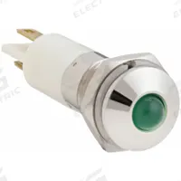 APPROVED VENDOR Raised Panel Light: 10 mm Panel Mounting Hole Dia, LED, Green, Raised Head, M10 (MPN 24M080). Key specifications — Brand: APPROVED VENDOR; Electrical Connection: 0.11 Male Quick Disconnect.