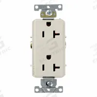 LEVITON Decora Plus Duplex Receptacle Outlet: Duplex, 5-20, Light Almond, 125V AC, 20 A (MPN 16342-T)