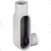 Conduit Outlet Body: Iron, 2 in Trade Size, LR Body, 48 cu in Body Capacity, Threaded Hub (MPN LR67). Key specifications — Finish: Powder Coated; For Use With: RMC; Brand: HUBBELL KILLARK; Hub Style: Threaded; Mfr. Series: Duraloy 7.