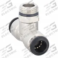 AIGNEP USA Push-Fit Tee Fitting: 12 mm OD x 12 mm OD x 1/2 in Pipe Size, Nickel, Silver, 3 PK (MPN 50210N-12-1/2-PK3). Key specifications — Brand: AIGNEP USA.