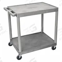 APPROVED VENDOR Utility Cart: 400 lb, 2 Shelves, 32 in L x 24 in W Self, Gray, Flat (MPN HE38-G). Key specifications — Shelf Color: Gray; Brand: APPROVED VENDOR; Caster/Wheel Configuration: (2) Swivel.