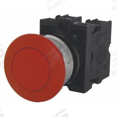 EATON Mushroom Head Push Button: Non-Illuminated, Mushroom Head Profile, Metallic - Mushroom-Head Push Buttons