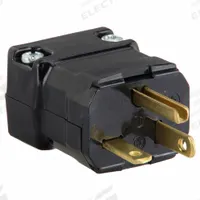 HUBBELL Straight Blade Plug: 5-20P, 125V AC, 20 A, 2 Pole, 3 Blade, Black (MPN HBL5364VBK)