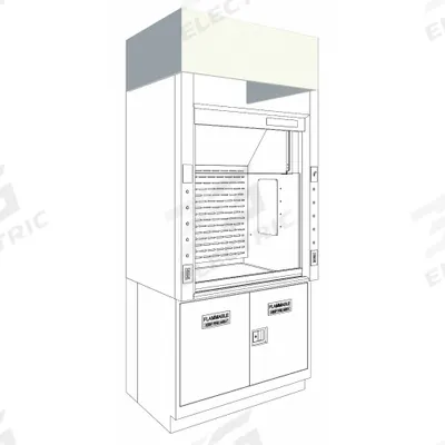 INSTOCK Fume Hood Ceiling Enclosure: Fume Hood Ceiling Enclosure, 33 in Overall Wd - Fume Hood Sash Stops, Canopy Connections & Spill Trays