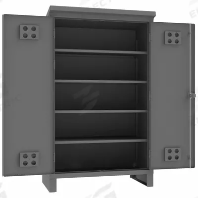 DURHAM MFG Storage Cabinet: 48 1/2 in x 24 in x 78 in, Swing Handle & Padlock Hasp - Outdoor Industrial Shelf Cabinets
