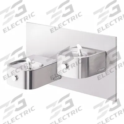 ELKAY Bi-Level Drinking Fountain: On-Wall, 20 3/8 in Ht, 38 1/2 in Dp, 19 3/8 in Overall Wd - On-Wall Two-Level Outdoor Drinking Fountains