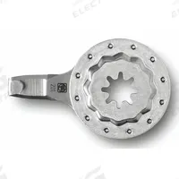 FEIN Oscillating Scraper Blade: 3/16 in Blade Wd, Hooked, High Speed Steel, Starlock Plus Connection (MPN 63903201210). Key specifications — attr1097478: High Speed Steel; attr1097483: Hooked; attr1097499: FEIN.