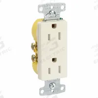 HUBBELL Receptacle: Decorator Duplex, 5-15, Light Almond, 125V AC, 15 A, 2 Pole / 3 Wire (MPN RRD15SLATR)