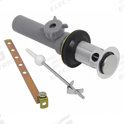 AMERICAN STANDARD Drain Assembly: Plastic, Chrome, 1 1/4 in Overall Dia, Slip - Sink Drains with Lever-Activated Stopper