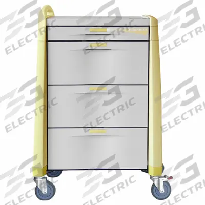 CAPSA HEALTHCARE Isolation Cart: Polymer, (1) Swivel with Brake/(3) Swivel, Yellow - Compact General Medical Supply Carts with Drawers