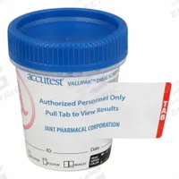 ACCUTEST Urine Drug Test Kit: 25 Tests, AMP/BAR/BUP/BZO/COC/MAMP/MDMA/MOP/MTD/OXY/PCP/THC, Cup (MPN DS412). Key specifications — Adulterations Detected: No; Brand: ACCUTEST; Reagents Required: No Reagants Required; Product Type: Urine Drug Test Kit; Cup Included: Cup; Drugs Detected: THC; Standards: CLA Waived.