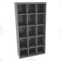 TENNSCO Cubby Cabinet: 34 1/2 in x 13 1/2 in x 66 in, 15 Compartments, 10 1/4 in x 13 1/2 in x 66 in (MPN CC-66MG). Key specifications — Material: Steel; Brand: TENNSCO; Color: Medium Gray.