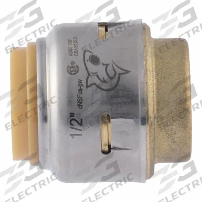 SHARKBITE MAX Push-Fit Cap: 5/8 in OD Size, Push-to-Connect, Brass - Standard Brass Push-to-Connect Tube Fittings