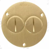 HUBBELL WIRING DEVICE-KELLEMS Floor Box Cover: Round, Gold, Brass, Brushed, 3 7/8 in Dia. x 1/8 in H (MPN S3725). Key specifications — Brand: HUBBELL WIRING DEVICE-KELLEMS; Color: Gold; Cover Shape: Round; Finish: Brushed; Material: Brass.