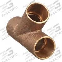 NIBCO Sweat Fitting Tee: 3/4 in CTS x 3/4 in CTS x 3/4 in CTS, Cup x Cup x Cup, Cast Bronze (MPN 749-3/4)