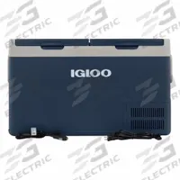 IGLOO Active Cooler: Blue, 121 Cans, 83 qt Cooler Capacity, 34 3/8 in x 17 5/8 in x 19 1/2 in (MPN 00050735). Key specifications — Brand: IGLOO; Input Voltage: 12/24V DC; Drain Plug: Not Included; Wheels Included (FILTER): No.