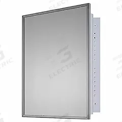 KETCHAM Medicine Cabinet: Rectangular, Glass, 30 in Overall Ht, 24 in Overall Wd, Stainless Steel (MPN 190). Key specifications — Brand: KETCHAM; Frame Material: Stainless Steel; Frame Finish: Bright Annealed; Frame Color: Silver; Material: Glass.
