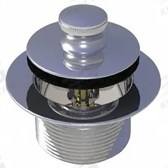 WATCO Drain Stopper: Brass/PVC, Chrome-Plated, 2 in Overall Dia, Lift and Turn (MPN 58305-CP). Key specifications — Color: Silver; Includes: Strainer Body; Material: Brass.