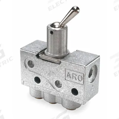 ARO Manual Air Control Valve: 200, Three-Way / Two-Position, Toggle, Gray - ARO 200 Series Manual Air Control Valves
