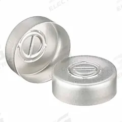 Lab Bottle Caps: 20 mm Dia, Silver, Aluminum, 20 mm Screw Closure Size, Autoclavable, Colored (MPN 345415). Key specifications — Closure Type: Press-Fit Cap; Clarity: Colored; Product Type: Crimp Cap; Septa Included: No; Vented: No; Screw Closure Size: 20 mm; Brand: QORPAK; Closure Color: Silver.