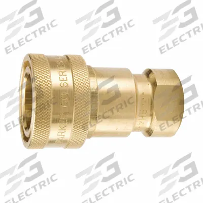 PARKER Coupler: 1/4 in Coupling Size, Brass, 11.356 lpm Max. Flow Rate, 5/8-18 Thread Size - ISO B Series Hydraulic Quick-Connect Coupling Bodies