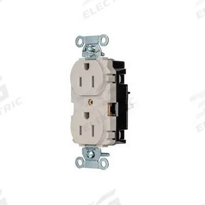HUBBELL Receptacle: Duplex, 5-15, Light Almond, 125V AC, 15 A, 2 Pole / 3 Wire (MPN BR15STLA) - General Purpose Receptacles