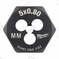 MILWAUKEE Hex Threading Die: M5x0.8 Metric, 1 in Hex Wd, Black Oxide Carbon Steel (MPN 49-57-5329)