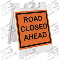 APPROVED VENDOR Traffic Barricade: 36 in Overall Ht, 25 in x 36 in, Engineer, Barricade, Reflective (MPN 136-WLGQ2409-OBEG). Key specifications — Color: White; Includes: Sign Stand; Manufacturer Part Number: 136-WLGQ2409-OBEG; Brand: APPROVED VENDOR; Accepts Light: Yes; Frame Material: Plastic; Legend: Road Closed Ahead; Style: A-Frame.