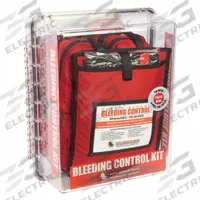 NORTH AMERICAN RESCUE Bleeding Control Kit: Plastic Cabinet, 8 People Served, 104 Components (MPN 80-0527). Key specifications — Brand: NORTH AMERICAN RESCUE; Wound Dressings Included: (8) Bleeding Control Dressings; Housing Material: Polycarbonate.