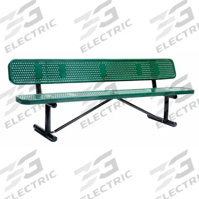 GRAINGER Outdoor Bench: 96 in Overall Lg, 32 1/2 in Overall Ht, Green, Black, Dot Surface - Thermoplastic Coated Steel Benches