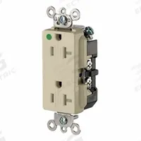 LEVITON Straight Blade Decora Duplex Receptacle: Hospital Grade, Duplex, 5-20R, Ivory, 125V AC, 20 A (MPN 16362-SGI)