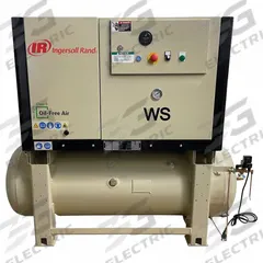 INGERSOLL RAND Scroll Compressor: 7 1/2 hp, Horizontal Air Tank, 120 gal, 22.3 cfm, 145 psig (MPN WS5.5S-A145-E120H-230-1-60). Key specifications — attr995086: INGERSOLL RAND; attr995100: 230V AC.
