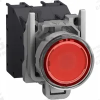 SCHNEIDER ELECTRIC Illuminated Push Button: 22 mm, Metallic, Flush Profile, 1NC (MPN XB4BP483BM5GEX). Key specifications — Manufacturer Part Number: XB4BP483BM5GEX; Product Type: Push Button Operators; Series: XB4; Brand: SCHNEIDER; AC Contact Rating: 6 A @ 120 V; Action: Momentary; DC Contact Rating: 0.27 A @ 250 V; Operator Illumination: Illuminated.