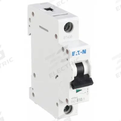 EATON Supplementary Protector: 10 A Amps, 48V DC, 15kA at 240/415V AC, Lug, FAZ - B-Curve, 1-Pole UL1077 DIN Rail-Mount Supplementary Protectors