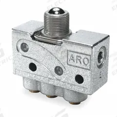ARO Manual Air Control Valve: 200, Three-Way / Two-Position, Roller, Black, 4 scfm Flow Rate - Max (MPN 212-2-C). Key specifications — attr1092903: Black; attr1086905: Spring Return; attr1086907: 200; attr1086914: Normally Open/Normally Closed; attr1086904: Manual Air Control Valve; attr1086871: 212-2-C.