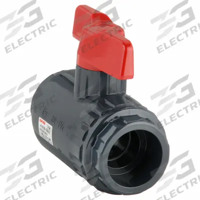 ASAHI Manual Two-Way Ball Valve: 1 1/4 in, PVC, Straight, Socket x Socket, Full Port Ball Port - PVC Ball Valves