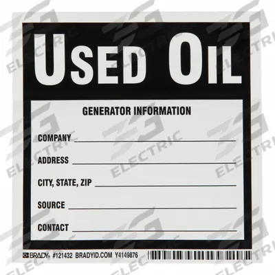 BRADY Handling Label: Generator Information, 6 in x 6 in, 6 in Label Wd, 6 in Label Ht - Waste
