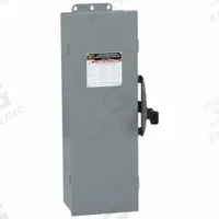 SQUARE D Safety Switch: Non-Fusible, 100 A, Three Phase, 600V AC, Galvanized Steel/Non-Metallic (MPN DTU363AWK). Key specifications — attr867131: SQUARE D.
