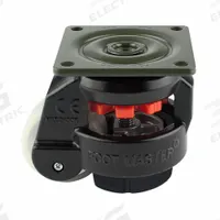 FOOT MASTER Plate Caster: Polyurethane Tread, 50 mm Wheel Dia, 82 mm Mounting Ht, Medium Duty (MPN GD-60-F-HUP-FBL). Key specifications — Brand: FOOT MASTER; Frame Color: Black.