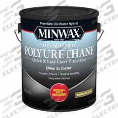 MINWAX Finish: Varnish, Interior, Water, 1 gal Container Size, Wood, Semi-Gloss, Clear, Clear (MPN 710320000). Key specifications — Brand: MINWAX; Transparency: Clear; Use Location: Interior; Sheen: Semi-Gloss; Sub-Brand: Minwax; Color: Clear; Resin Type: Polyurethane.