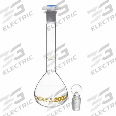 UNITED SCIENTIFIC SUPPLIES Glass Flasks: 200 mL, Colorless, Round, A - Glass Volumetric Flasks