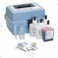 HACH Hardness Test Kit: Calcium Hardness, 17.1 to 342 mg/L CaCO₃, 1 gpg, 100 Tests, 7 Pieces (MPN 145700). Key specifications — Includes: Carrying Case; Range: 17.1 to 342 mg/L CaCO₃; Sensitivity: 1 gpg; Test Parameters: Calcium Hardness.