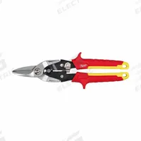 MILWAUKEE Aviation Snip: Straight, 10 in Overall Lg, 1 1/2 in Cutting Lg, Steel, TPR, TPR (MPN 48-22-4560). Key specifications — attr308531: TPR; attr308530: Steel; attr308532: TPR; attr308533: No; attr308535: Thin Metal; attr308546: Straight; attr324897: MILWAUKEE.