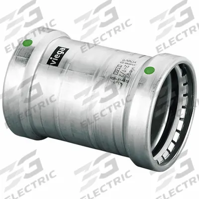 VIEGA MEGAPRESS Crimp Coupling Fitting: 4 in Pipe x 4 in Pipe Size, Press-fit x Press-fit - Potable Water Stainless Steel Press Fittings