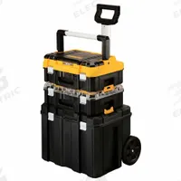 DEWALT TSTAK Rolling Tool Box Set: 20 1/8 in W x 27 3/16 in H x 17 3/16 in D, Metal/Plastic/TPR (MPN DWST60404). Key specifications — attr1116833: Yellow; attr1116870: DEWALT; attr1116896: Latch; attr1116860: Latch; attr1116831: Plastic; attr1135930: TSTAK®.