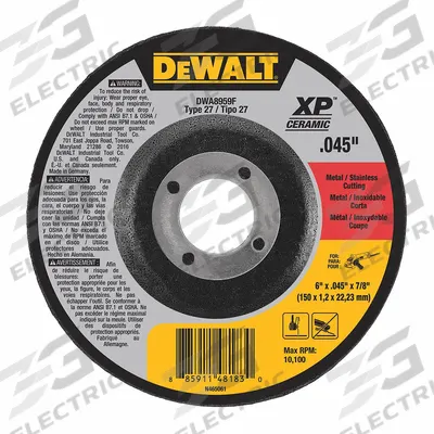 DEWALT Depressed Center Cut-Off Wheel: Type 27, 6" x 0.045" x 7/8", Ceramic, 46 Grit - Cool-Cutting Cut-Off Wheels for Carbon & Stainless Steel