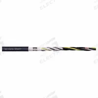 CHAINFLEX Motor Cable: 14 AWG Conductor Size, 4 Conductors, Shielded Twisted Pr, PUR Jacket (MPN CFROBOT7-2522C). Key specifications — Conductor Grouping: Shielded Twisted Pair; Conductor Size: 14 AWG; Includes Ground: Yes; Minimum Bend Radius Factor - Flexible: 8 x OD; Minimum Bend Radius Factor - Fixed: 8 x OD; Overall Length: Order by the Foot; Brand: CHAINFLEX.