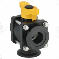 BANJO Manual Three-Way Ball Valve: 2 in, Polypropylene, L Flow, 225 psi Max. Pressure (CWP), Tee (MPN MV200BL). Key specifications — Brand: BANJO; Handle: Tee.
