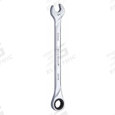 WESTWARD Combination Wrench: Alloy Steel, Chrome, 24 mm Head Size, 14 in Overall Lg - Metric 12-Point Ratcheting Combination Wrenches